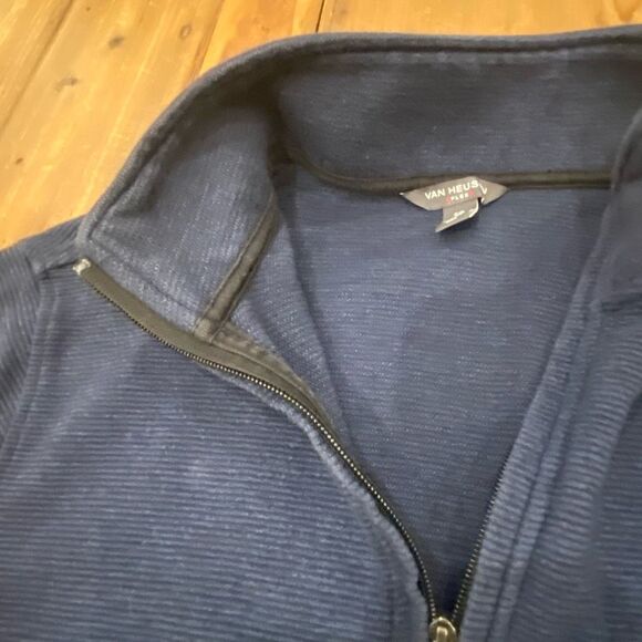 Van Heusen Flex Gray Ribbed Quarter Zip Mens Activewear Pullover Shirt Size Smal - Picture 4 of 12